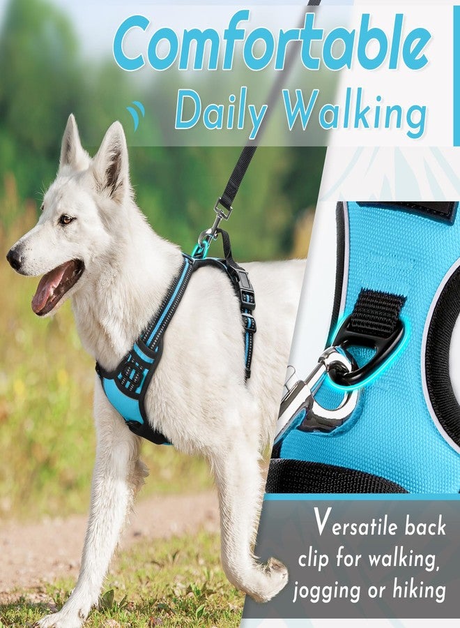 Eagloo Dog Harness Medium Sized Dog, No Pull Service Vest with Reflective Strips and Control Handle, Adjustable and Comfortable for Easy Walking, No Choke Pet Harness with 2 Metal Rings, Sky Blue, M - Image 4